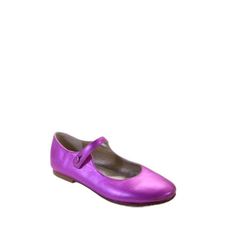 Bonpoint Girls Single Strap Metallic Leather Mary Jane Ballet Flats Pink Size 33
